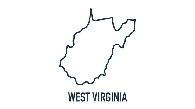 Line animated map showing the state of West Virginia from the united state of American. 2d map of West Virginia.
