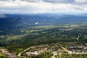 View on a ski resort from the top of the hill, Trysil, Norway