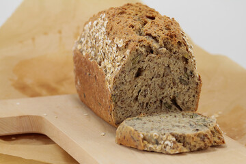 Homemade spelled bread made from organic grain 
