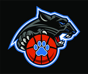 panthers basketball team mascot with ball for school, college or league © EarlFergusonClipart