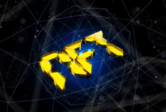 NFT nonfungible tokens web technology on dark background - NFT crypto art 3d rendering illustration. - Powered by Adobe