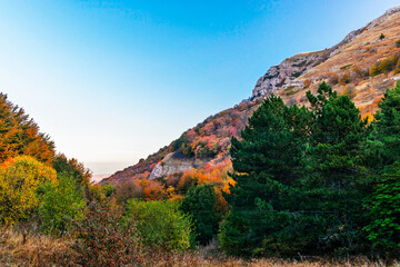 mountains and forests of crimea on an autumn day