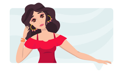 Sad girl in message. Concept art with female person in online chat