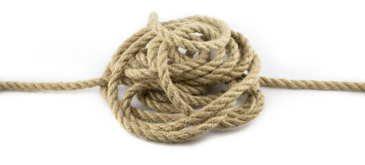 isolated image of strong, sturdy rope on a white background
