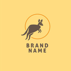 Kangaroo jump animal Australia flat logo vector icon, corporate brand identity template	