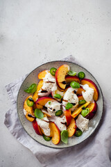 Fresh Summer Salad with Peaches and Buratta Cheese