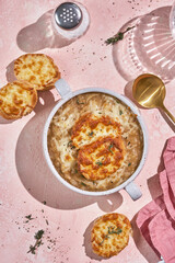 French onion soup, with cheese croutons