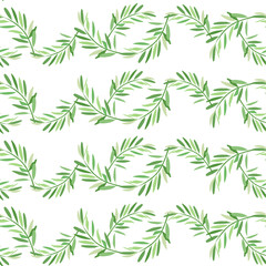 Olive branch green seamless pattern on white art design elements stock vector illustration for web, for print, for fabric print