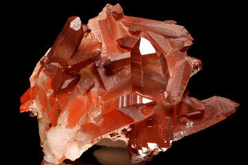 Ferruginous Quartz, Super Sharp Red Hematoid Quartz Crystals Cluster