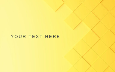 Geometric abstract yellow background from squares, 3d rendering.