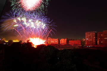 fireworks in valencia at night