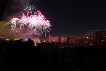 fireworks in valencia at night
