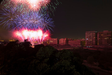 fireworks in valencia at night