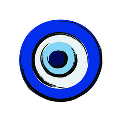 Turkish amulet against the evil eye. Blue eye. Guardian Nazar. An attribute of traditional pre-Islamic Turkic apotropic magic. Vector graphics.