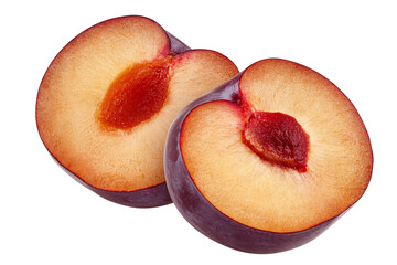 plum isolated on white background, clipping path, full depth of field