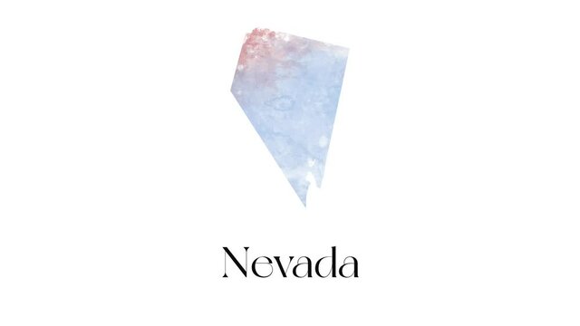 Brush animated map showing the state of Nevada from the united state of america. 2d map of Nevada.