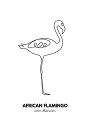 Fototapeta premium Flamingo outline. Continuous single line. Animal contour. Linear logo