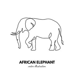 Naklejka premium Elephant outline. Continuous single line. Animal contour. Linear logo