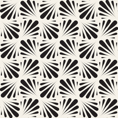 Vector seamless pattern. Geometric floral background. Repeating texture with petals.