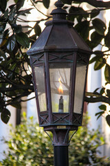 Gas lamp lit in Charleston