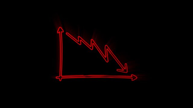 Money crisis icon, Financial crisis on neon sign. Night bright advertisement. Motion graphics. 