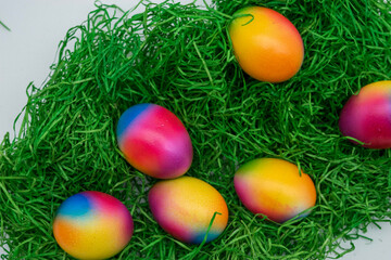 Fototapeta na wymiar easter eggs in grass