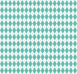 Easter Argyle plaid. Scottish pattern in green and white rhombuses. Scottish cage. Traditional Scottish background of diamonds. Seamless fabric texture. Vector illustration