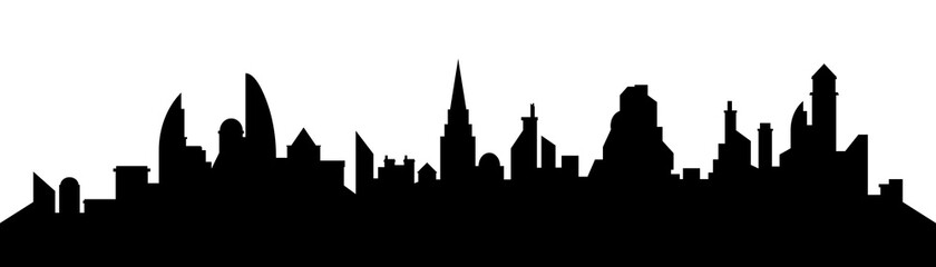Silhouette panorama of the city. Black silhouette city. Vector illustration.
