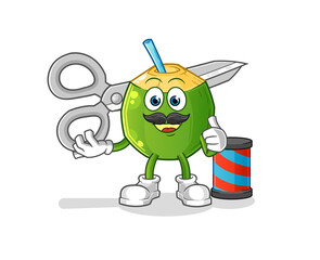 coconut drink barber cartoon. cartoon mascot vector