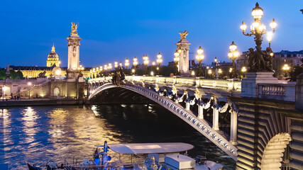 Fototapeta na wymiar Alexandre Bridge in Paris at night