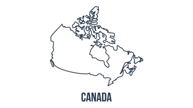 Line map the national flag of Canada in stop motion effect. Canada flag brush strokes art background.