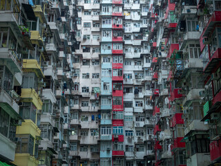High rise residential buildings in Hong Kong, China, one of the most densely populated places in the world.