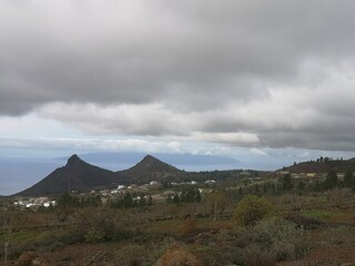 mountain and clouds