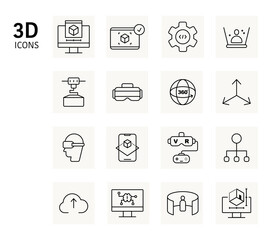  3D technology icons. minimal vector illustration.