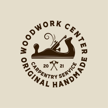 Woodwork Vector Illustration Logo Design. Woodwork Logo Template for Wood Master, Sawmill and Carpentry Service. Wood Planer Logo Concept Inspiration
