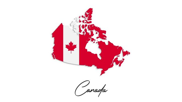 2d map the national flag of Canada in stop motion effect. Canada flag brush strokes art background.