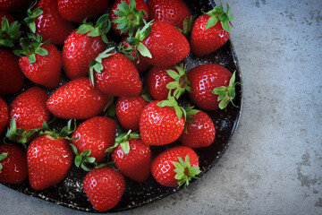 Fresh juicy strawberries. Glossy strawberries.