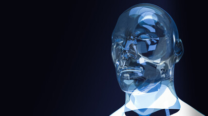 The robot head for sci and technology or machine learning content 3d rendering