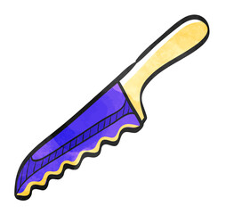 Watercolor style icon Bread knife