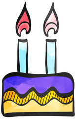 Watercolor style icon Birthday cake