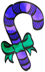 Watercolor style icon Candy cane