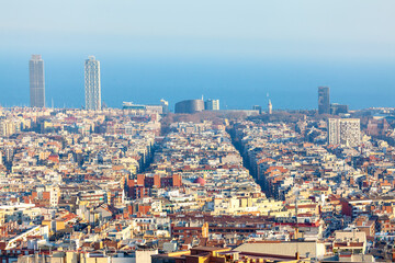 Barcelona Cityscape Gracia District  . City view of Barcelona during afternoon