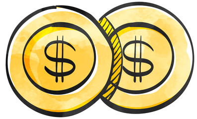 Watercolor style icon Coin money