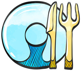Watercolor style icon Dishes