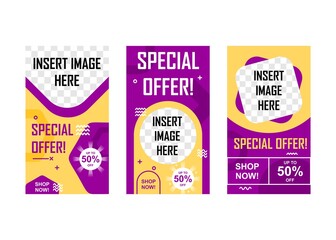 Social media stories banner collection. Easy to edit with vector file. Can use for your creative content. Especially for marketing and advertising