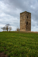 Deutschland, Sachsen-Anhalt, Wanzleben, aus Feldsteinen errichteter Wachturm, die Blaue Warte aus...
