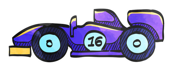 Watercolor style icon Race car