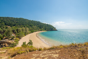 Beach with sea blue sky Andaman Sea.koh lanta