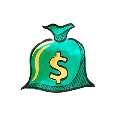 Watercolor style icon Money sack