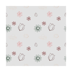 Fototapeta na wymiar seamless pattern with floral shapes on a white background.